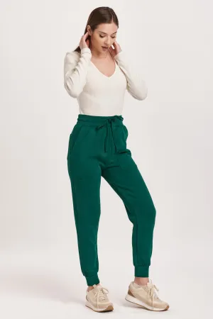 DAHLIA HIGH RISE ANKLE JOGGER PANTS DEEP EMERALD