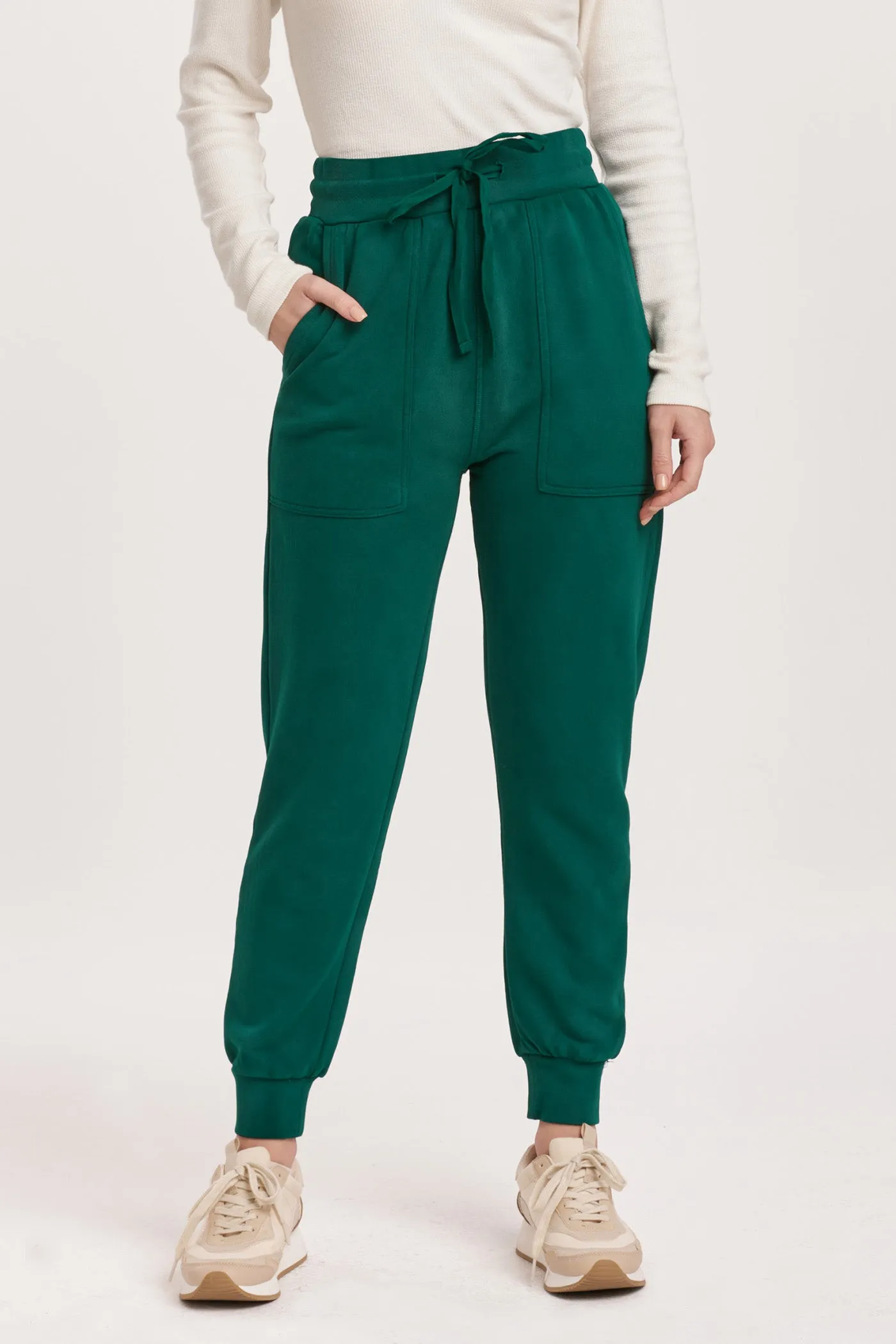 DAHLIA HIGH RISE ANKLE JOGGER PANTS DEEP EMERALD