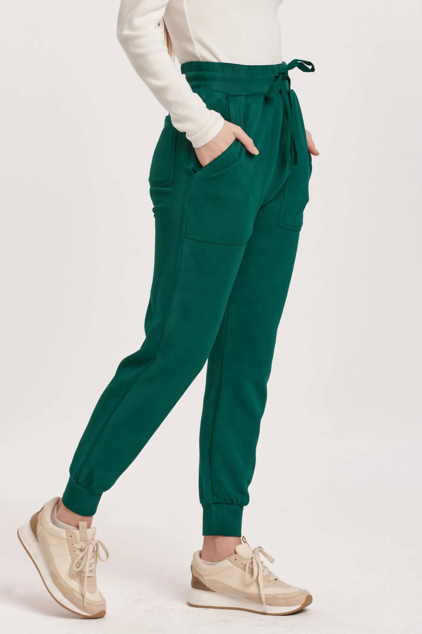 DAHLIA HIGH RISE ANKLE JOGGER PANTS DEEP EMERALD