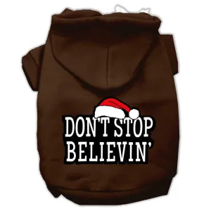 Don't Stop Believin' Screenprint Pet Hoodies Brown Size XS (8)