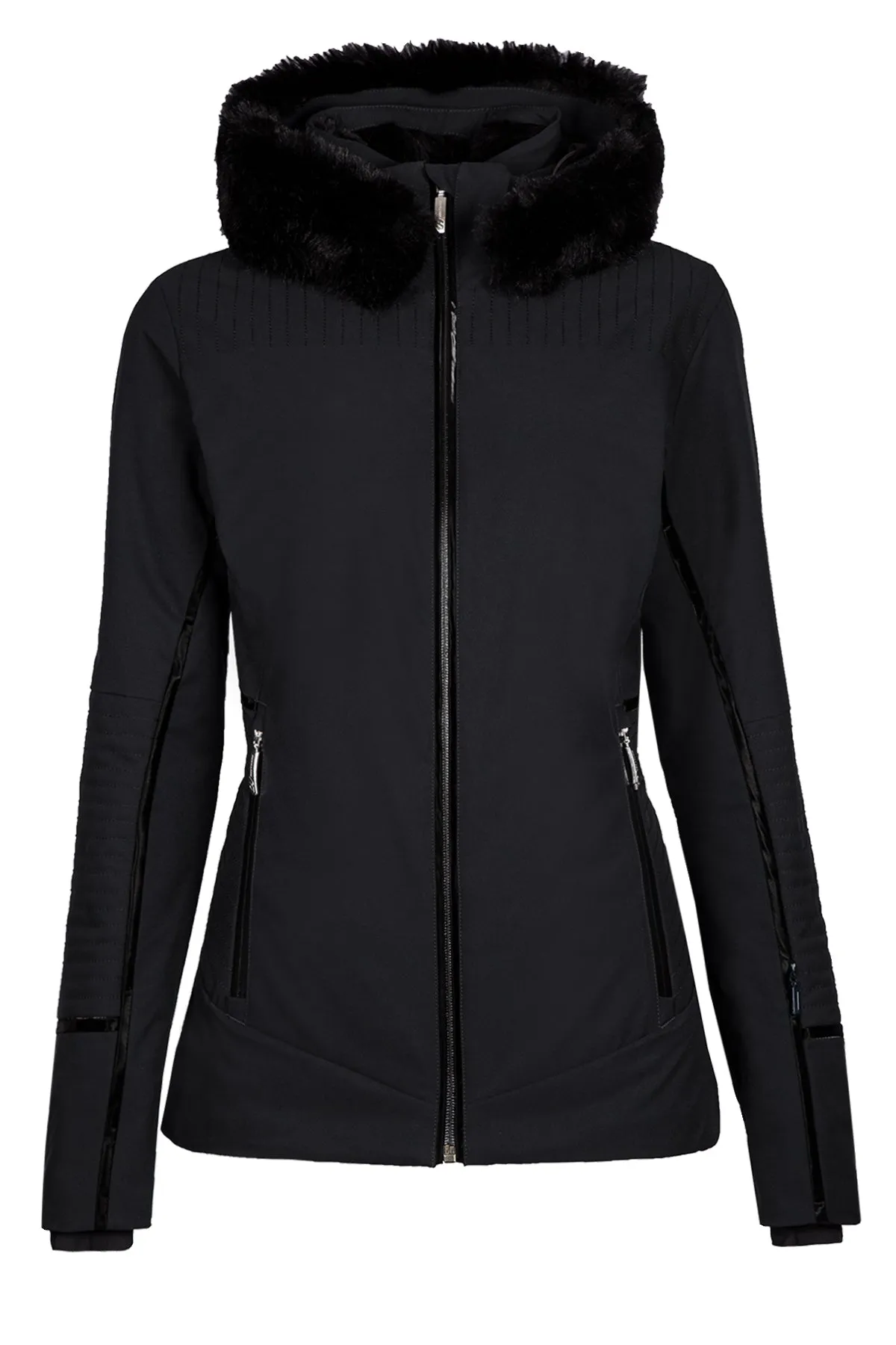 Duvillard Elise Black Ski Jacket with Faux Fur Trim