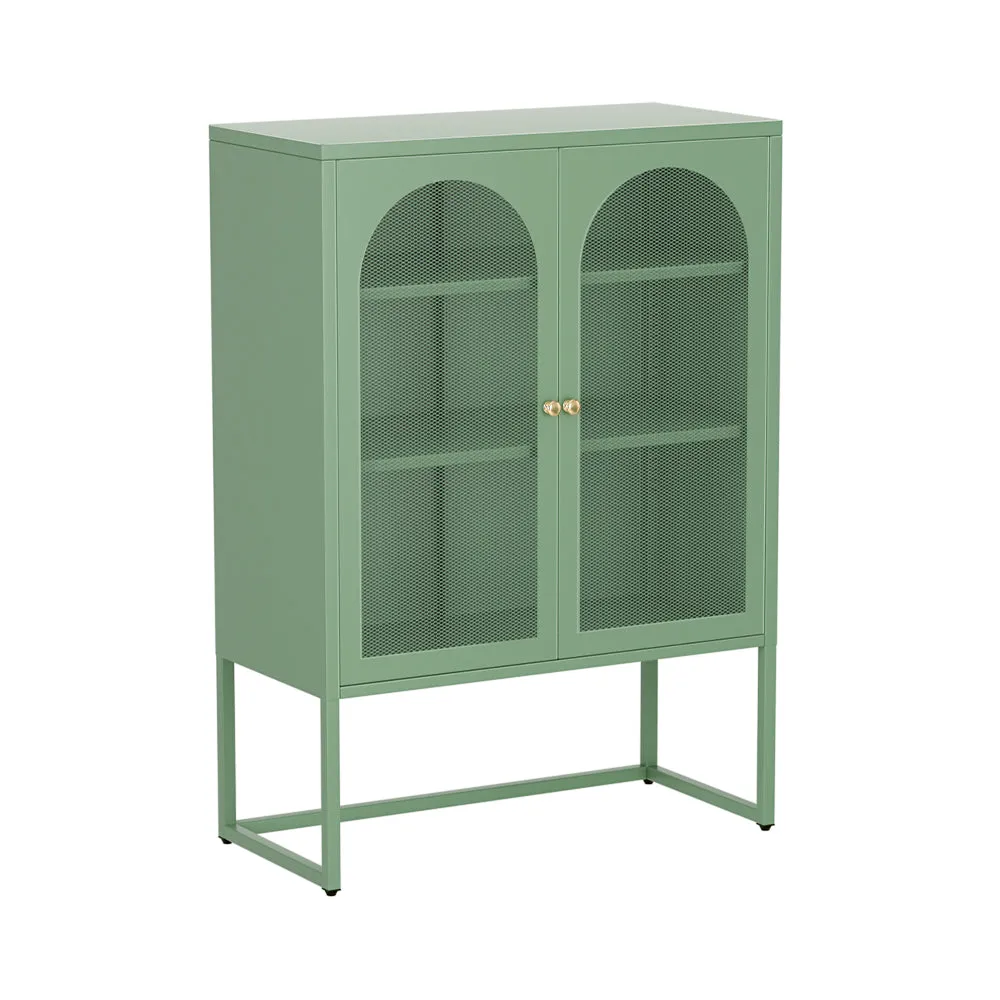 Elma Green Metal Buffet Sideboard, Adjustable Shelves - ArtissIn