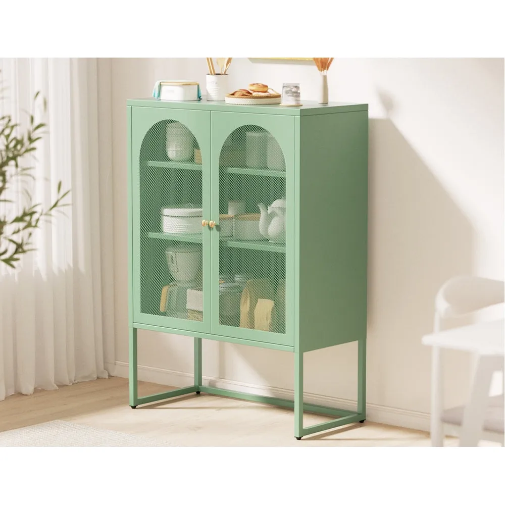 Elma Green Metal Buffet Sideboard, Adjustable Shelves - ArtissIn