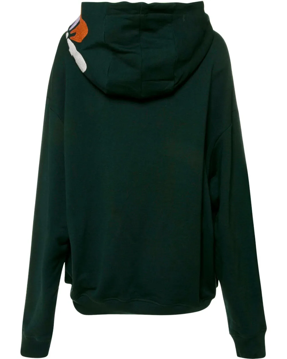 Emerald Green Flower Embroidered Hoodie