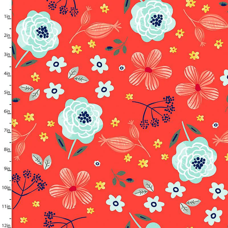 Fabric Editions Madison Red Floral Cotton Prints