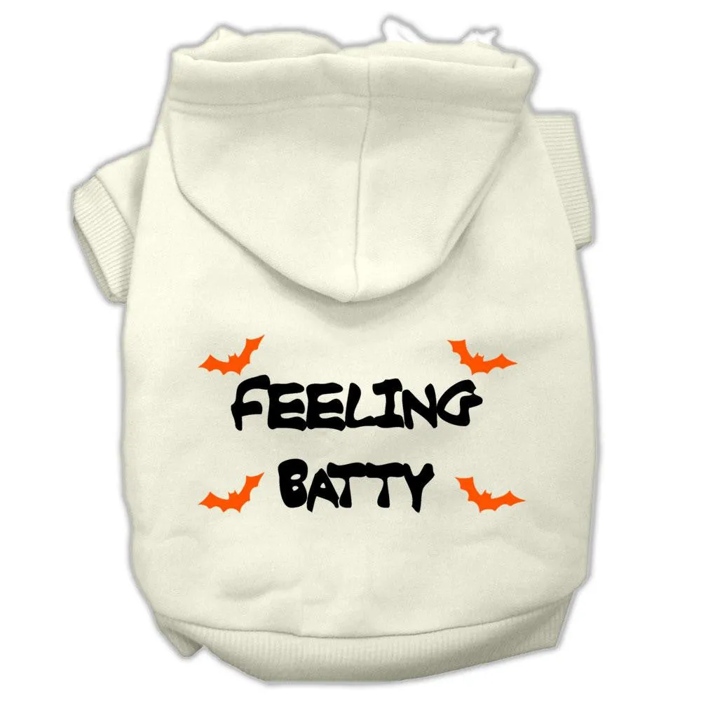 Feeling Batty Screen Print Pet Hoodies Cream Size Lg (14)