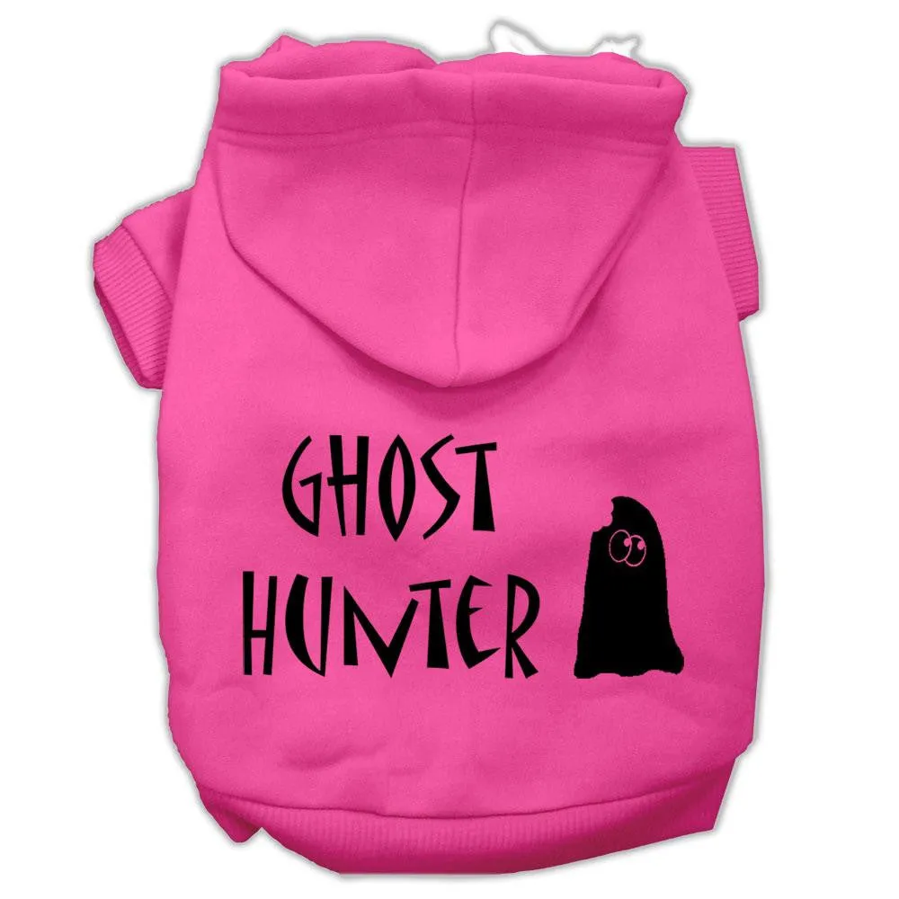 Ghost Hunter Screen Print Pet Hoodies Bright Pink With Black Lettering Med (12)