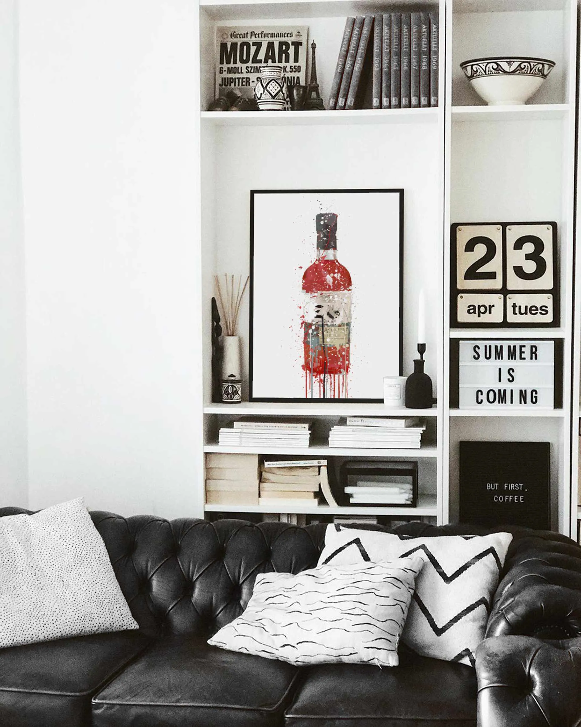 Gin Bottle Wall Art Print 'Berry'