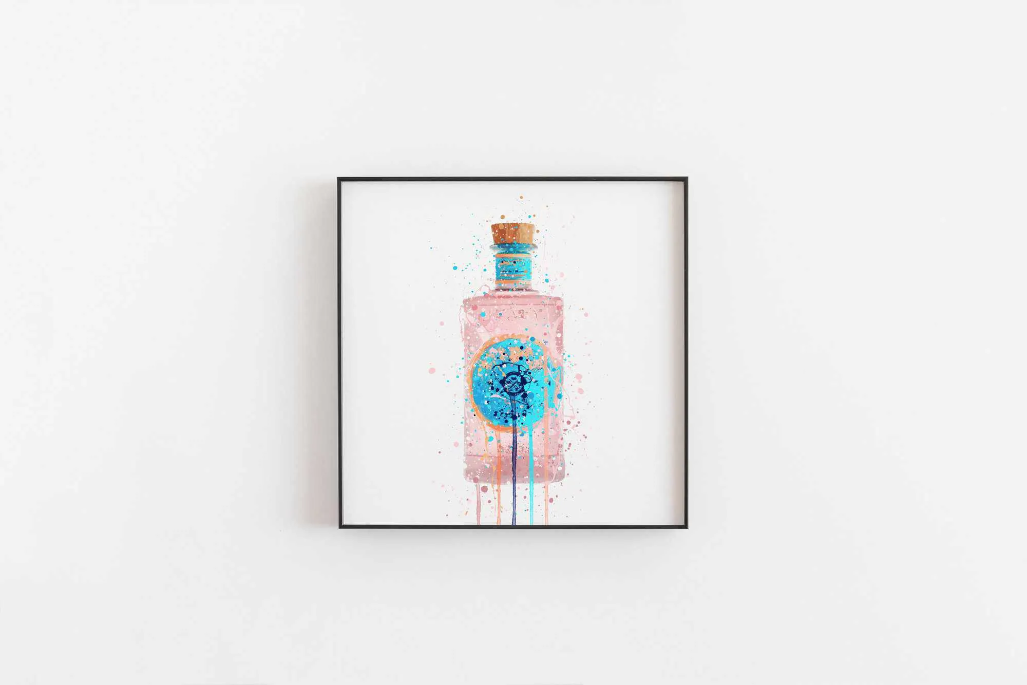 Gin Bottle Wall Art Print 'Bubblegum'