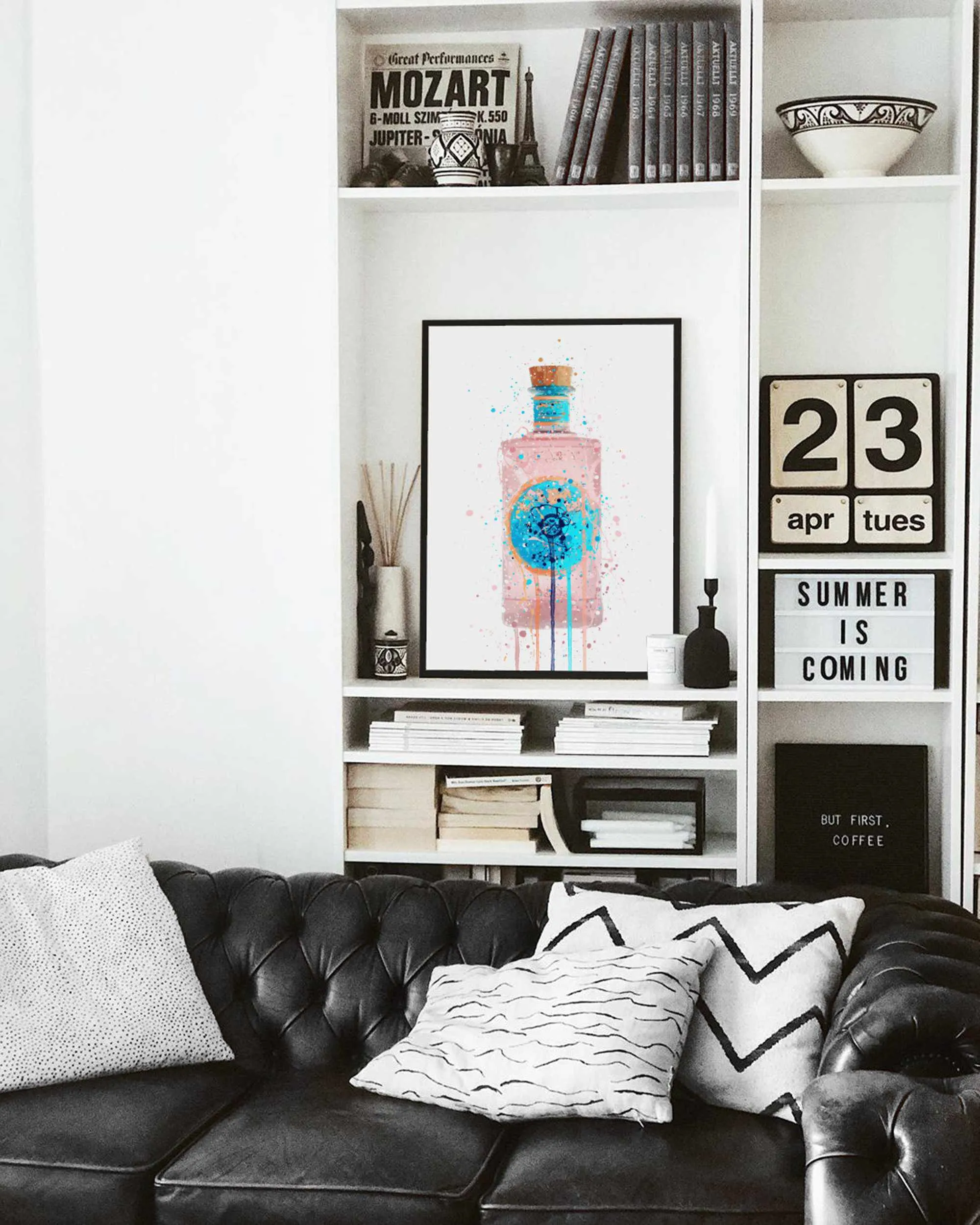 Gin Bottle Wall Art Print 'Bubblegum'