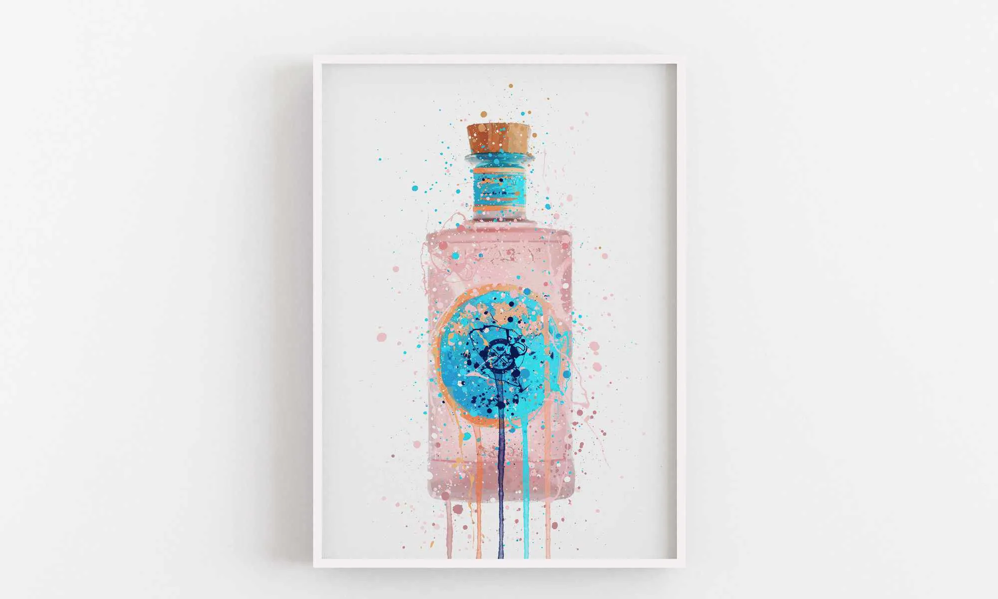 Gin Bottle Wall Art Print 'Bubblegum'