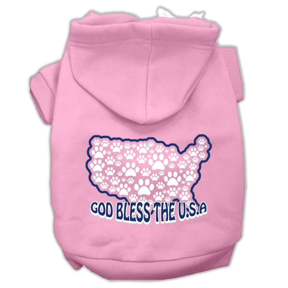 God Bless USA Screen Print Pet Hoodies Light Pink Size XXL (18)