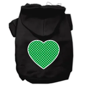 Green Swiss Dot Heart Screen Print Pet Hoodies Black Size XS (8)