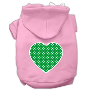 Green Swiss Dot Heart Screen Print Pet Hoodies Light Pink Size XXL (18)