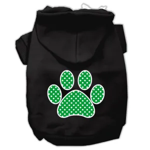 Green Swiss Dot Paw Screen Print Pet Hoodies Black Size XL (16)