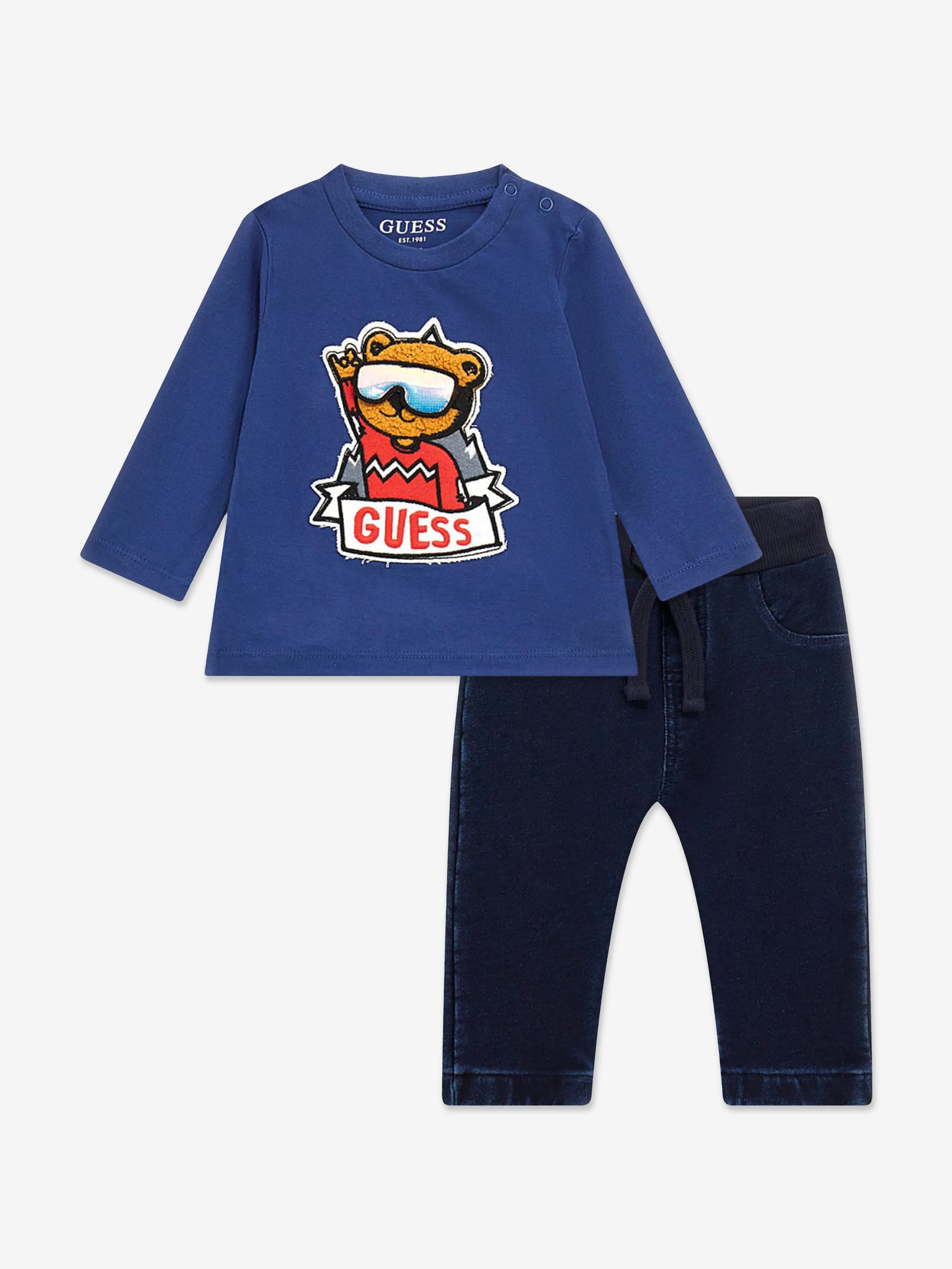 Guess Baby Boys Denim Pants Set in Blue