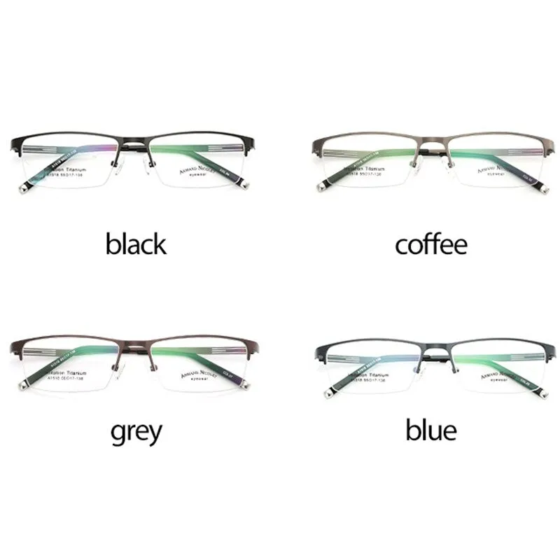 Handoer Unisex Semi Rim Rectangle Titanium Eyeglasses A1518