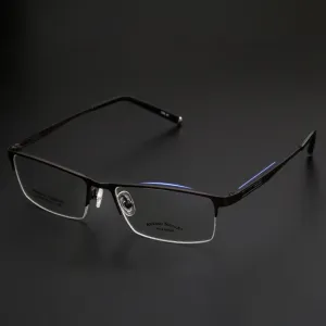 Handoer Unisex Semi Rim Rectangle Titanium Eyeglasses A1518