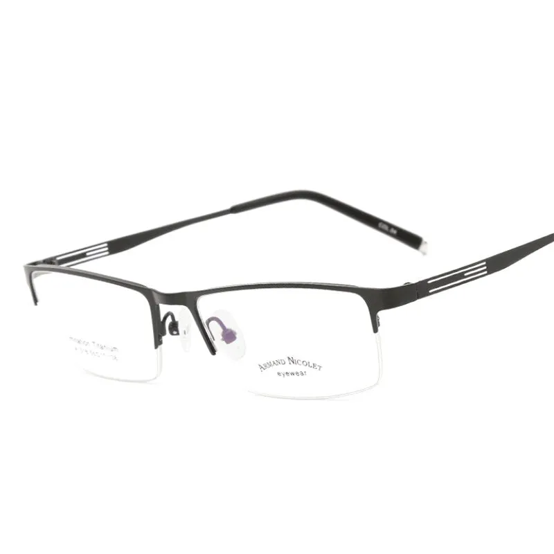 Handoer Unisex Semi Rim Rectangle Titanium Eyeglasses A1518