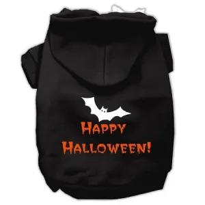 Happy Halloween Screen Print Pet Hoodies Black XS (8)