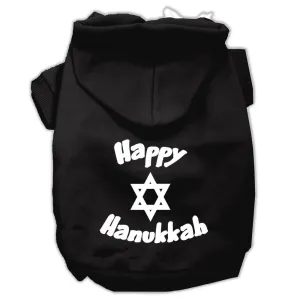 Happy Hanukkah Screen Print Pet Hoodies Black Size Lg (14)