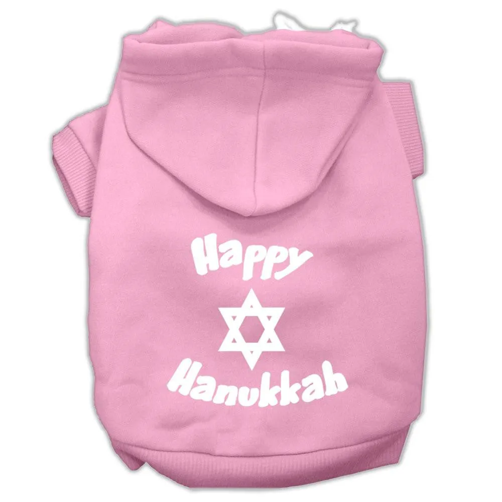 Happy Hanukkah Screen Print Pet Hoodies Light Pink Size Xs (8)