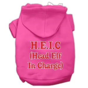 Head Elf In Charge Screen Print Pet Hoodies Bright Pink Size Med (12)