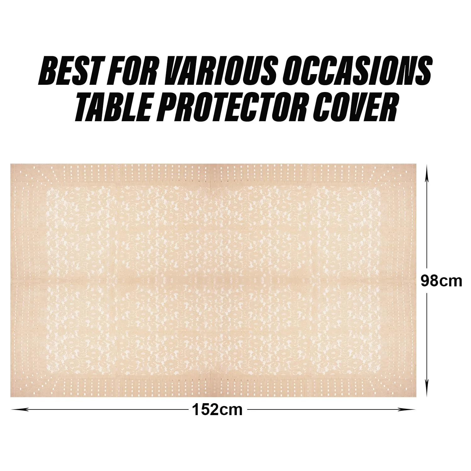 Heart Home Center Table Cover | Shinning Net Cashew Design Table Cover | Luxurious Table Protector Cover for Home Decor | 40x60 Inch | Cream