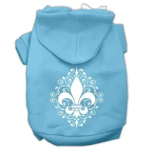 Henna Fleur De Lis Screen Print Pet Hoodies Baby Blue Size Xs (8)