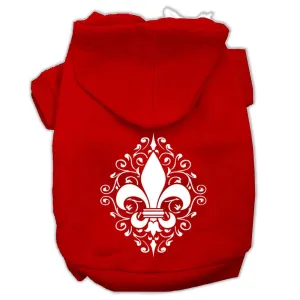 Henna Fleur De Lis Screen Print Pet Hoodies Red Size XL (16)