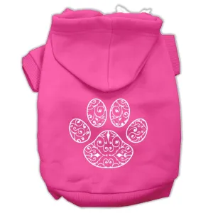 Henna Paw Screen Print Pet Hoodies Bright Pink Size XS (8)