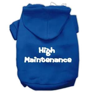 High Maintenance Screen Print Pet Hoodies Blue XS (8)