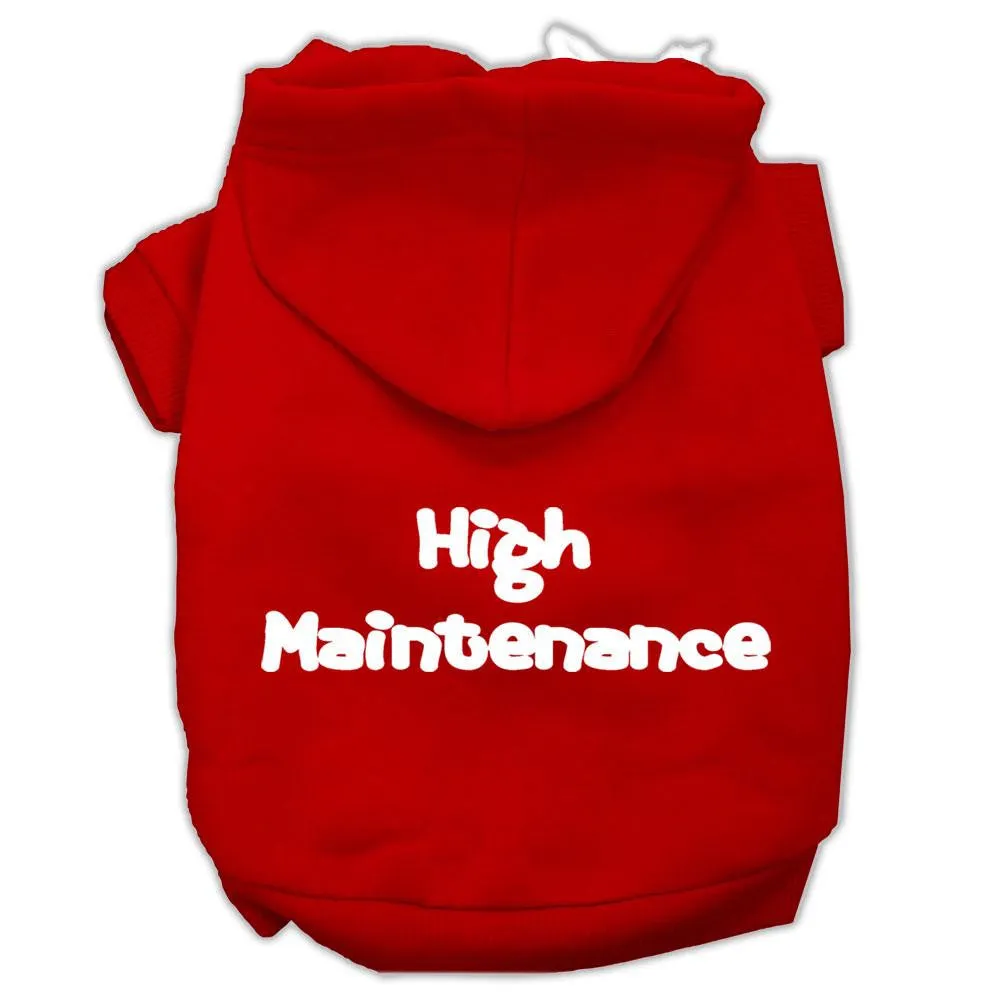 High Maintenance Screen Print Pet Hoodies Red Size M (12)