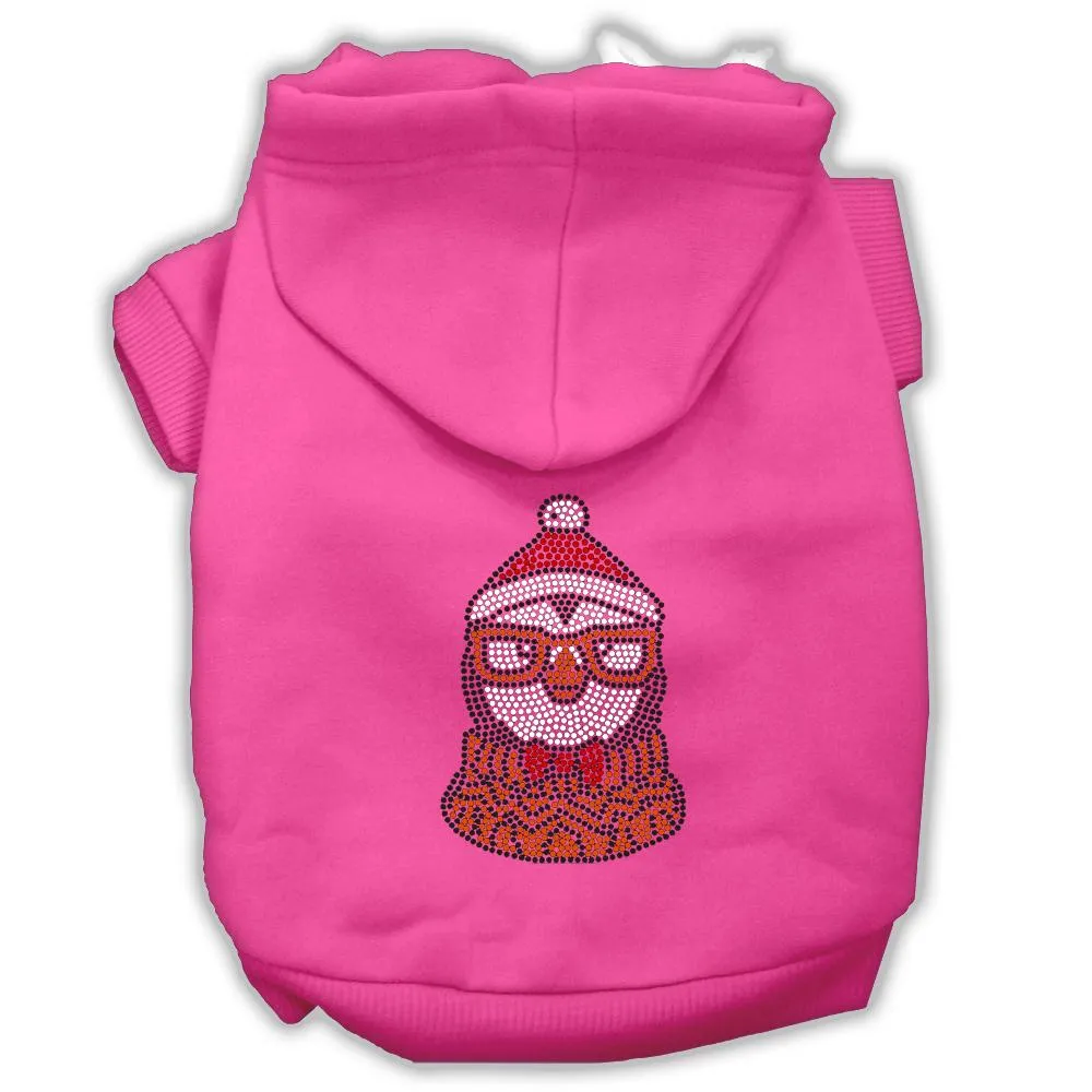 Hipster Penguin Rhinestone Dog Hoodie Bright Pink M (12)