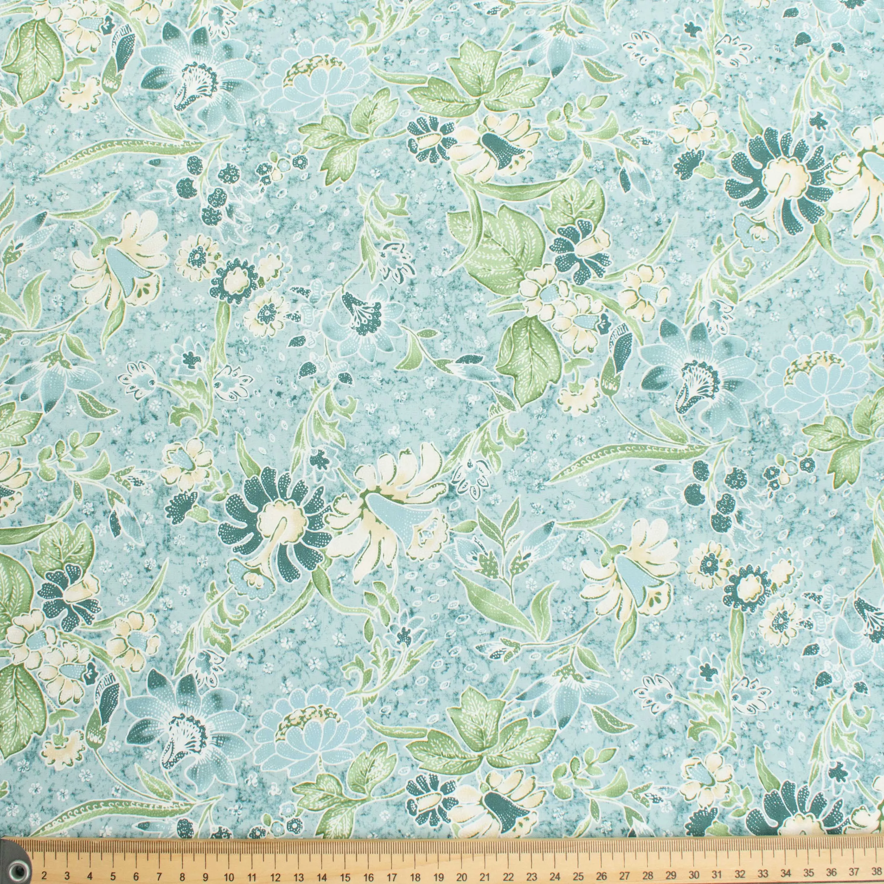 Hoffman California Fabrics Bali Paradise Floral on Blue Cotton Prints