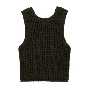 Hollow Out Knitting Pullover Sweaters For Women Round Neck Sleeveless Loose Casual Vests Female Fashion Clothing