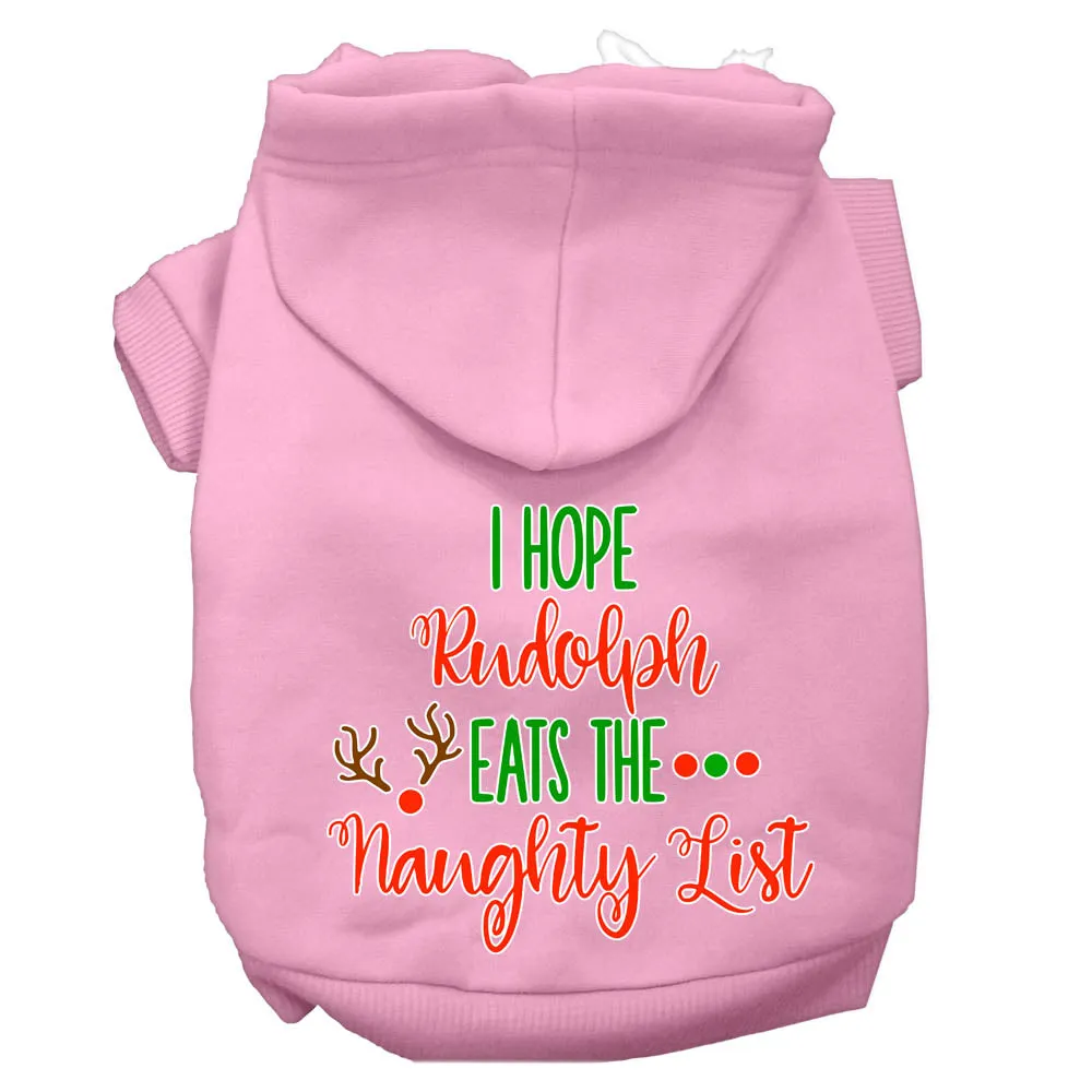 Hope Rudolph Eats Naughty List Screen Print Dog Hoodie Light Pink L