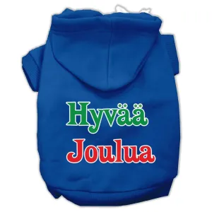 Hyvaa Joulua Screen Print Pet Hoodies Blue XXL (18)