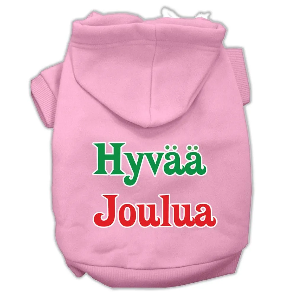 Hyvaa Joulua Screen Print Pet Hoodies Light Pink S (10)