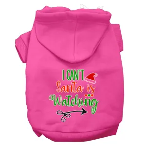 I Can't, Santa Is Watching Screen Print Dog Hoodie Bright Pink Xl