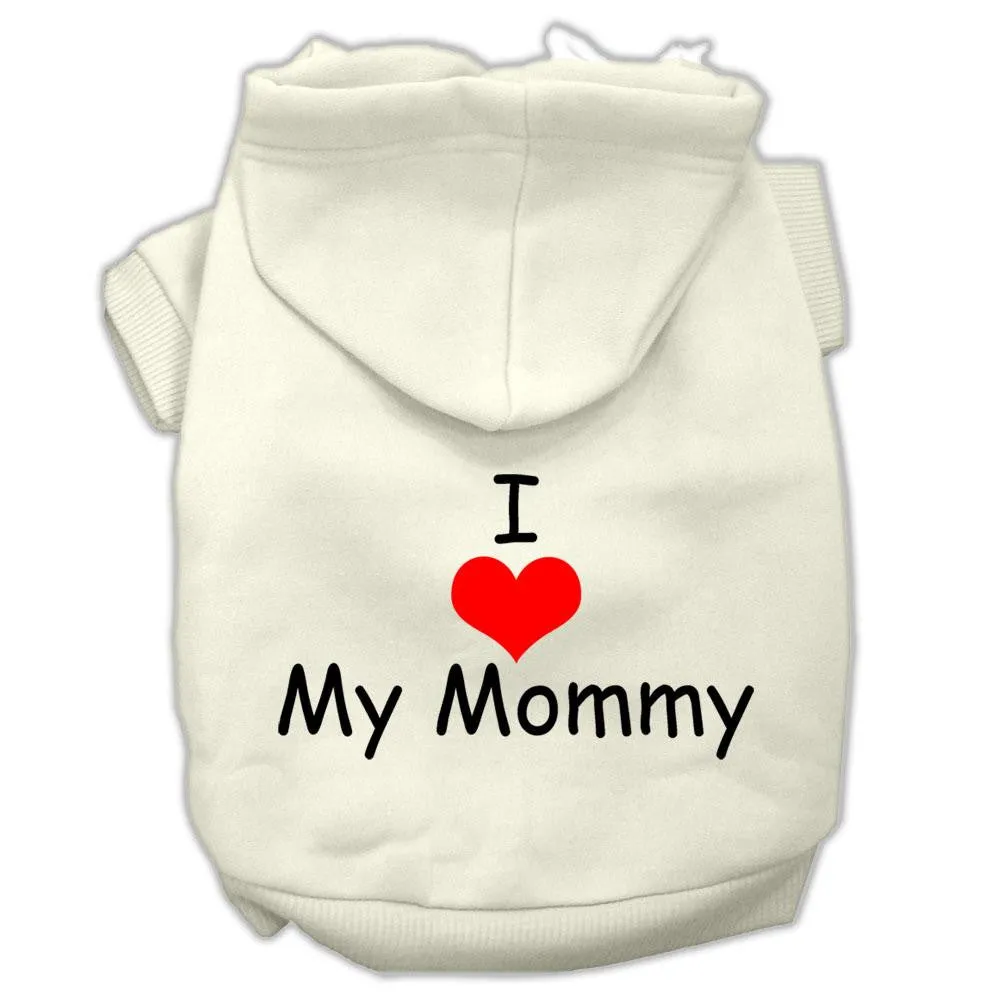 I Love My Mommy Screen Print Pet Hoodies Cream Size Sm (10)