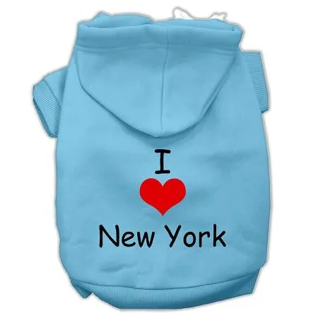 I Love New York Screen Print Pet Hoodies Baby Blue Size XXXL (20)