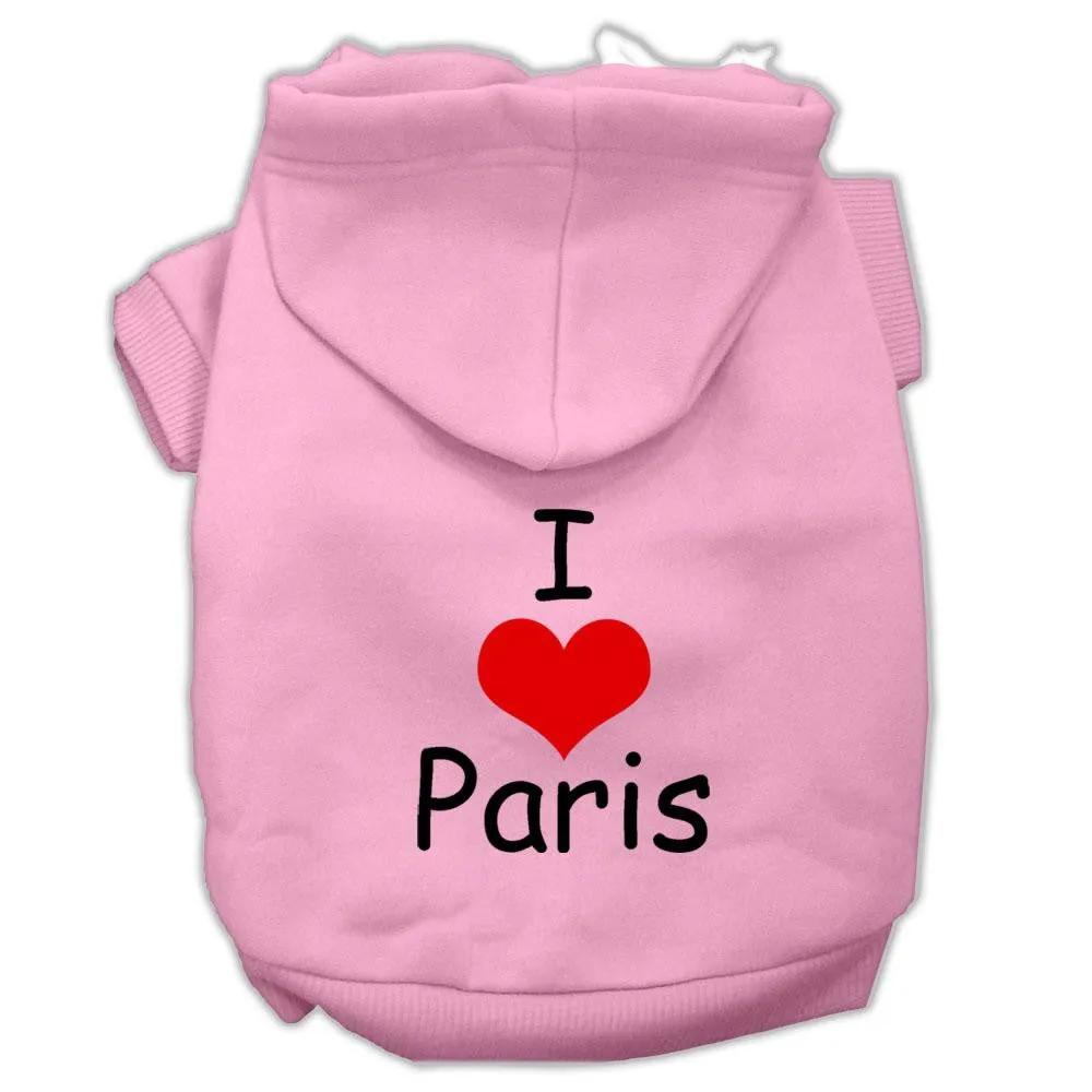 I Love Paris Screen Print Pet Hoodies Pink Size Sm (10)