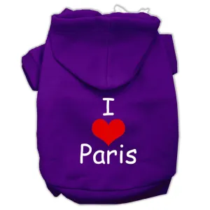 I Love Paris Screen Print Pet Hoodies Purple Size Med (12)