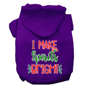 I Make Spirits Bright Screen Print Dog Hoodie Purple Xxl