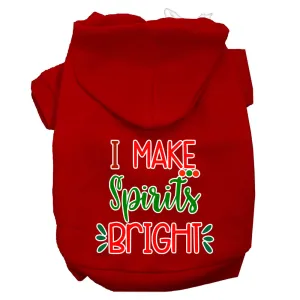 I Make Spirits Bright Screen Print Dog Hoodie Red M