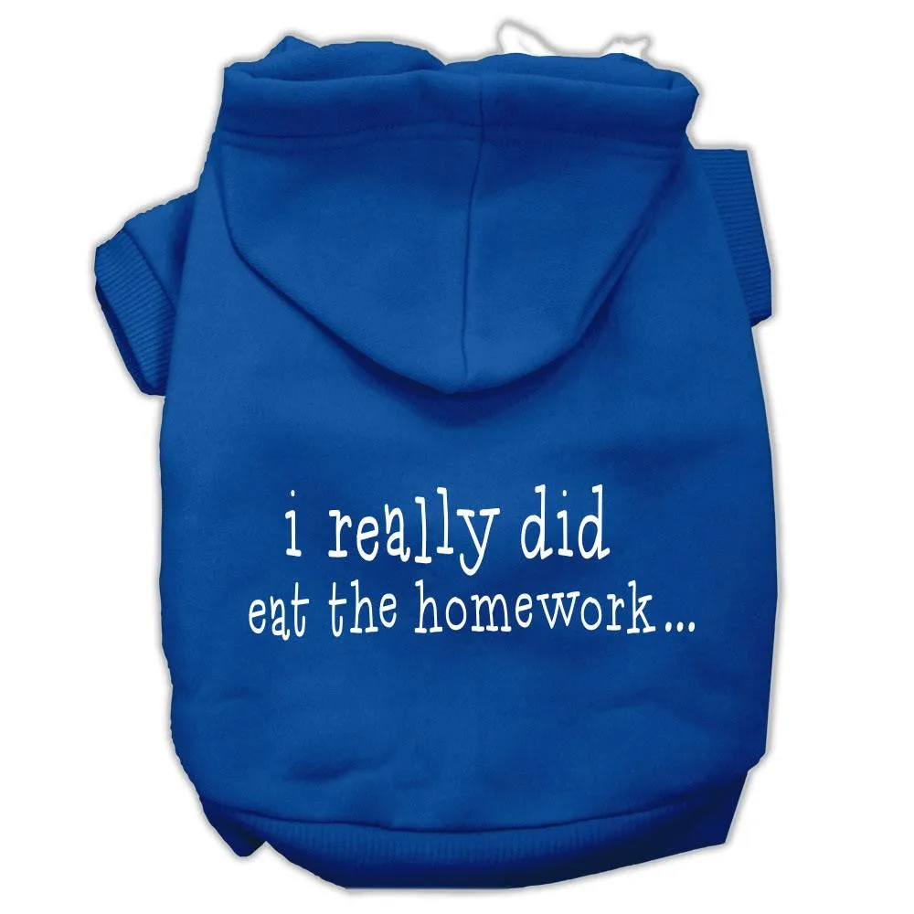 I Really Did Eat The Homework Screen Print Pet Hoodies Blue Size S (10)