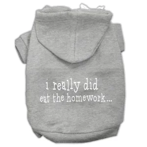 I Really Did Eat The Homework Screen Print Pet Hoodies Grey Size M (12)