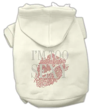 I'm Too Sexy Rhinestone Hoodies Cream S (10)