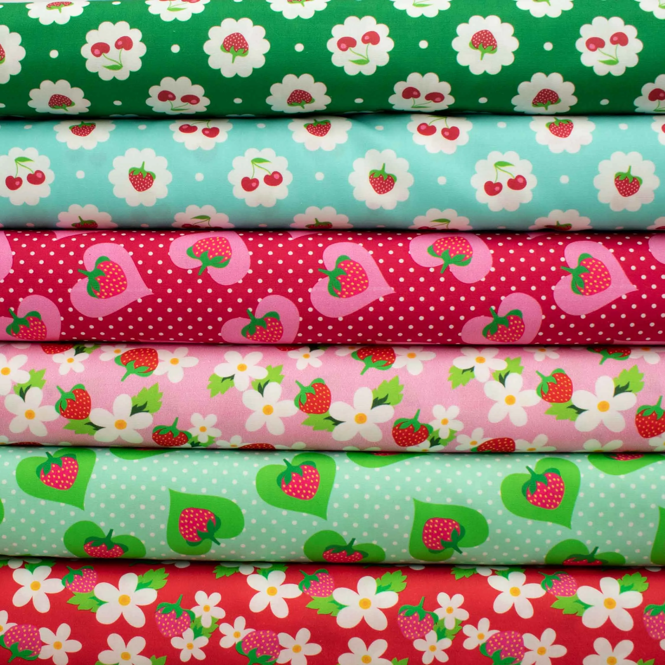 Indie Pop Strawberry Collection #09 Strawberry & Cherry on Royal Blue Cotton Prints